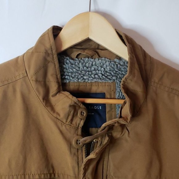 𝅺AMERICAN Eagle Outerwear  Men's XL Brown 100% Cotton Brown Sherpa - Picture 3 of 16